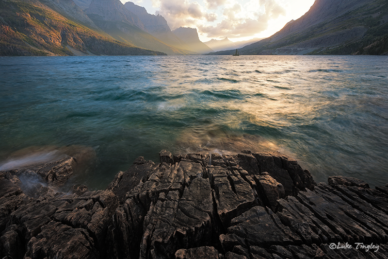 glacier national park, MT, Montana, GNP, wild goose island, sunset, going to the sun road