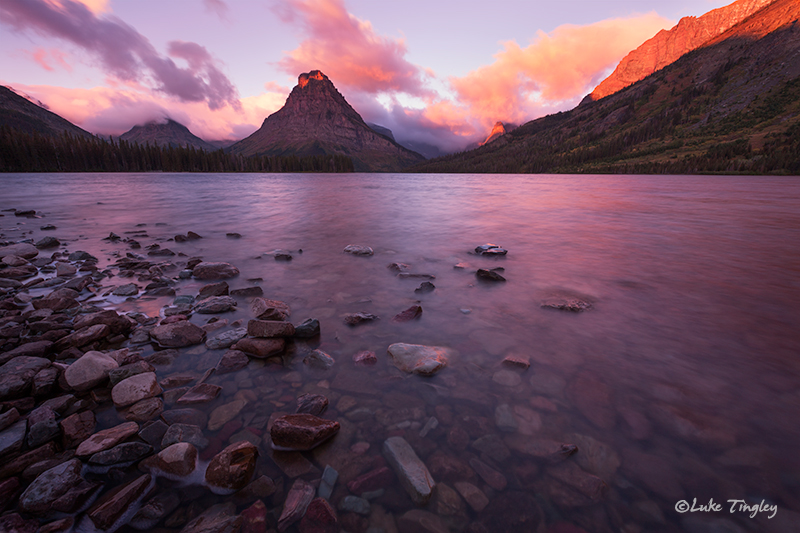 glacier national park, MT, Montana, GNP, two medicine lake, sunrise, sinopah mountain, east glacier