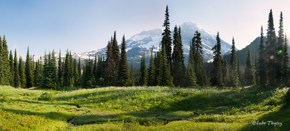 Mt Rainier, Rainier National Park, Washington, Backcountry, Wonderland Trail, Morning, Pano