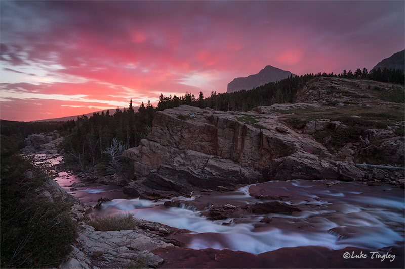 glacier national park, MT, Montana, GNP, many glacier, swiftcurrent falls, sunrise