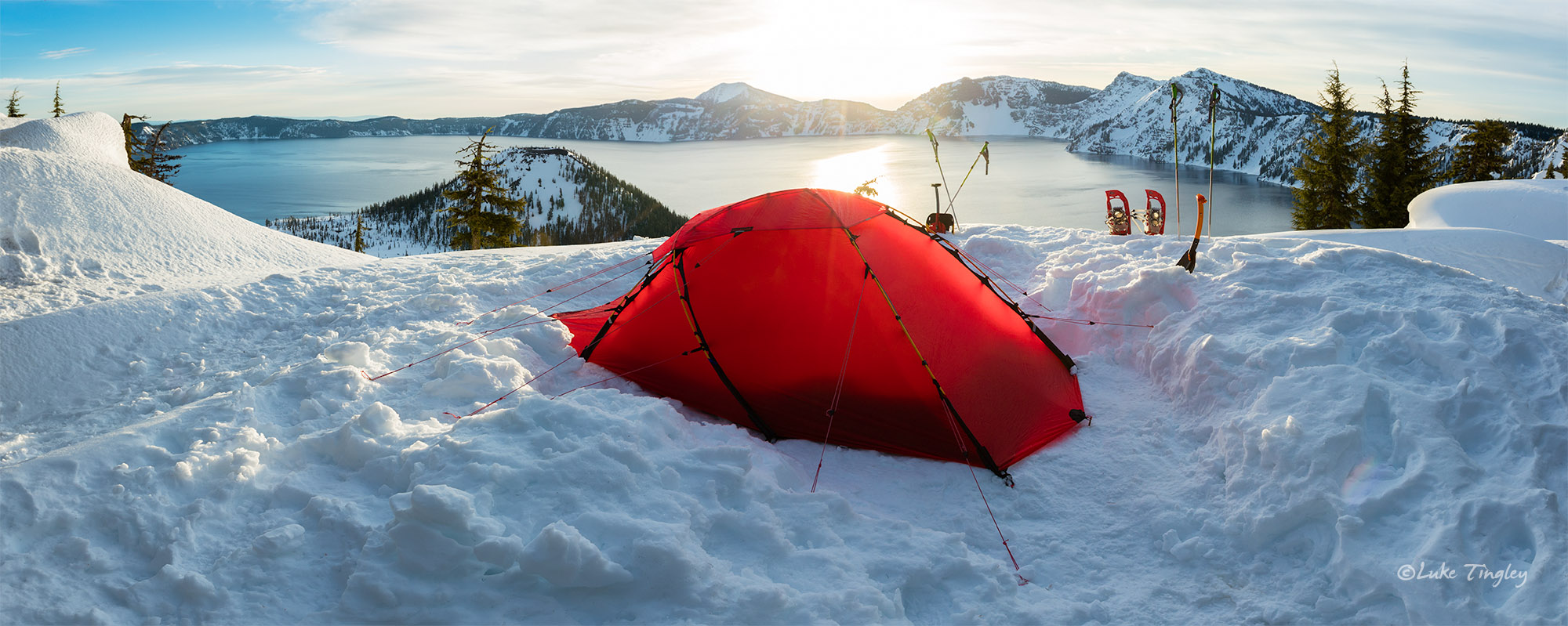 2016, Crater Lake, February, Pacific Northwest, Rim, Snow Camping, Snowshoe, Winter, tent