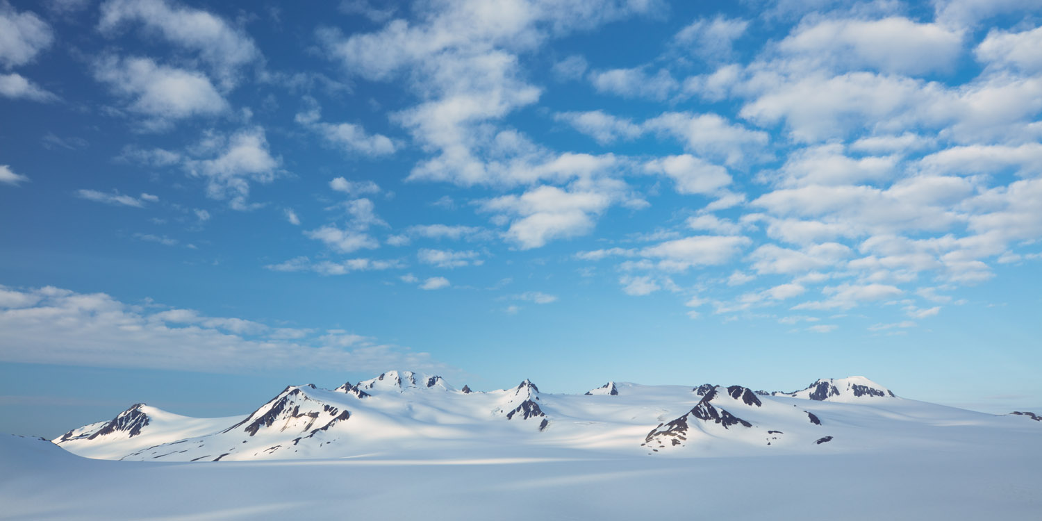 Harding Icefield stretches out to the horizon.