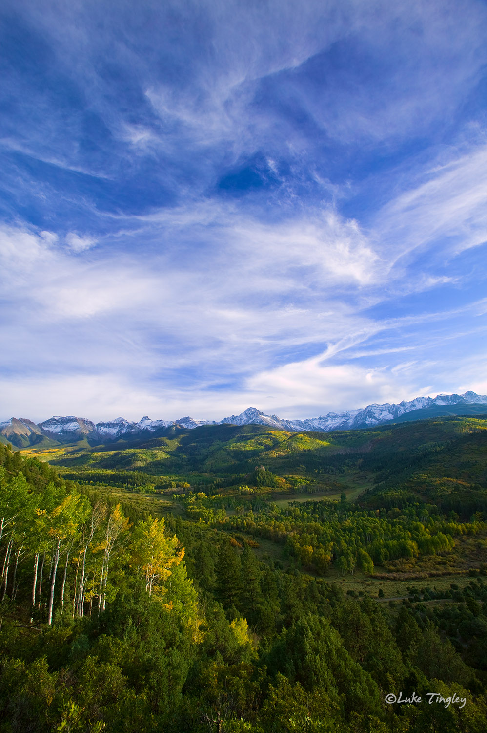 Ridgway, Colorado, Mt. Sneffels, clouds, fall, aspen trees, sunset, blue, mountains, united states, san juans, san juan mountains...