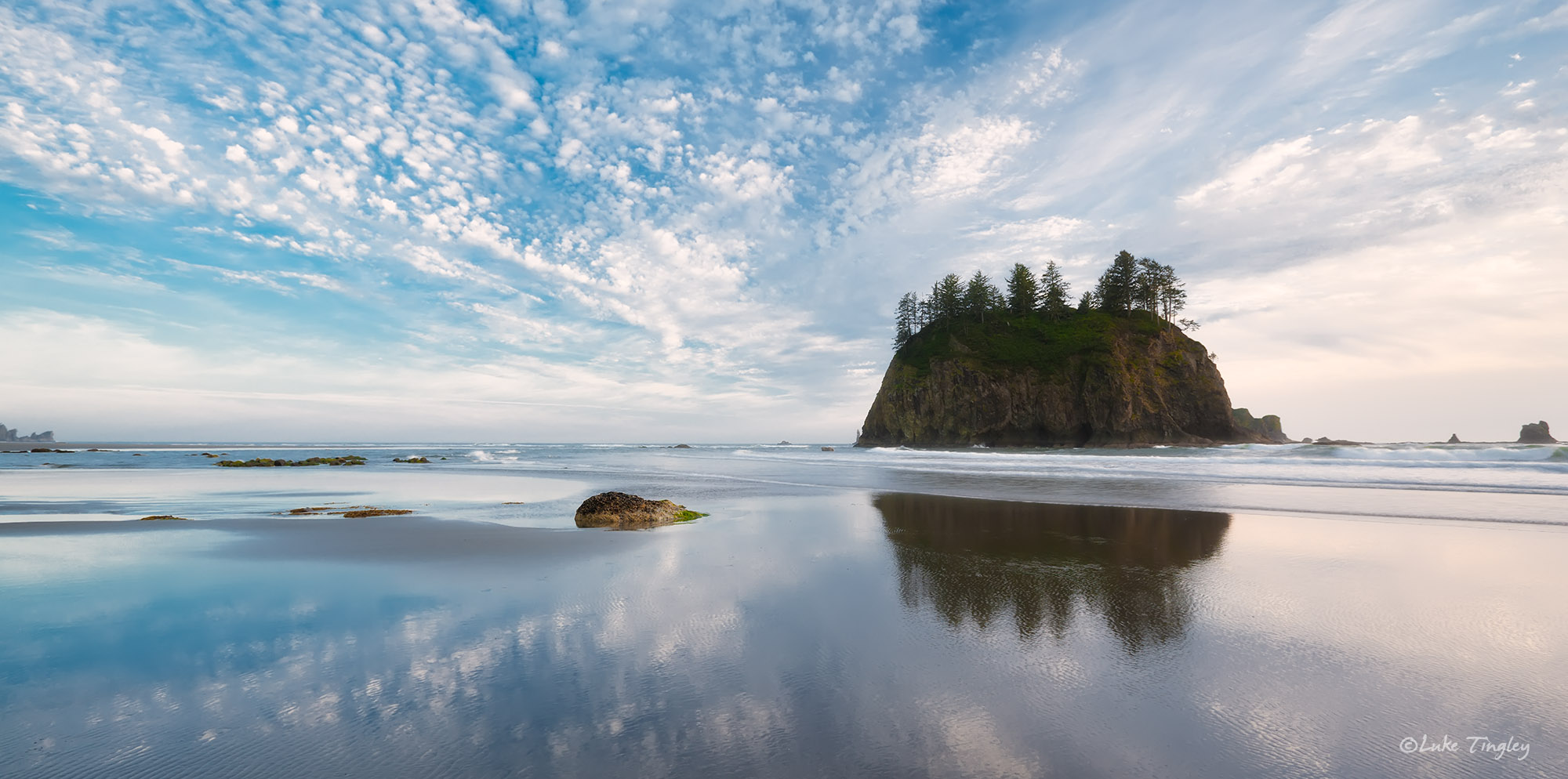 Second Beach, WA, Washington, Beach, Reflection, Pacific Northwest, La Push, Clouds