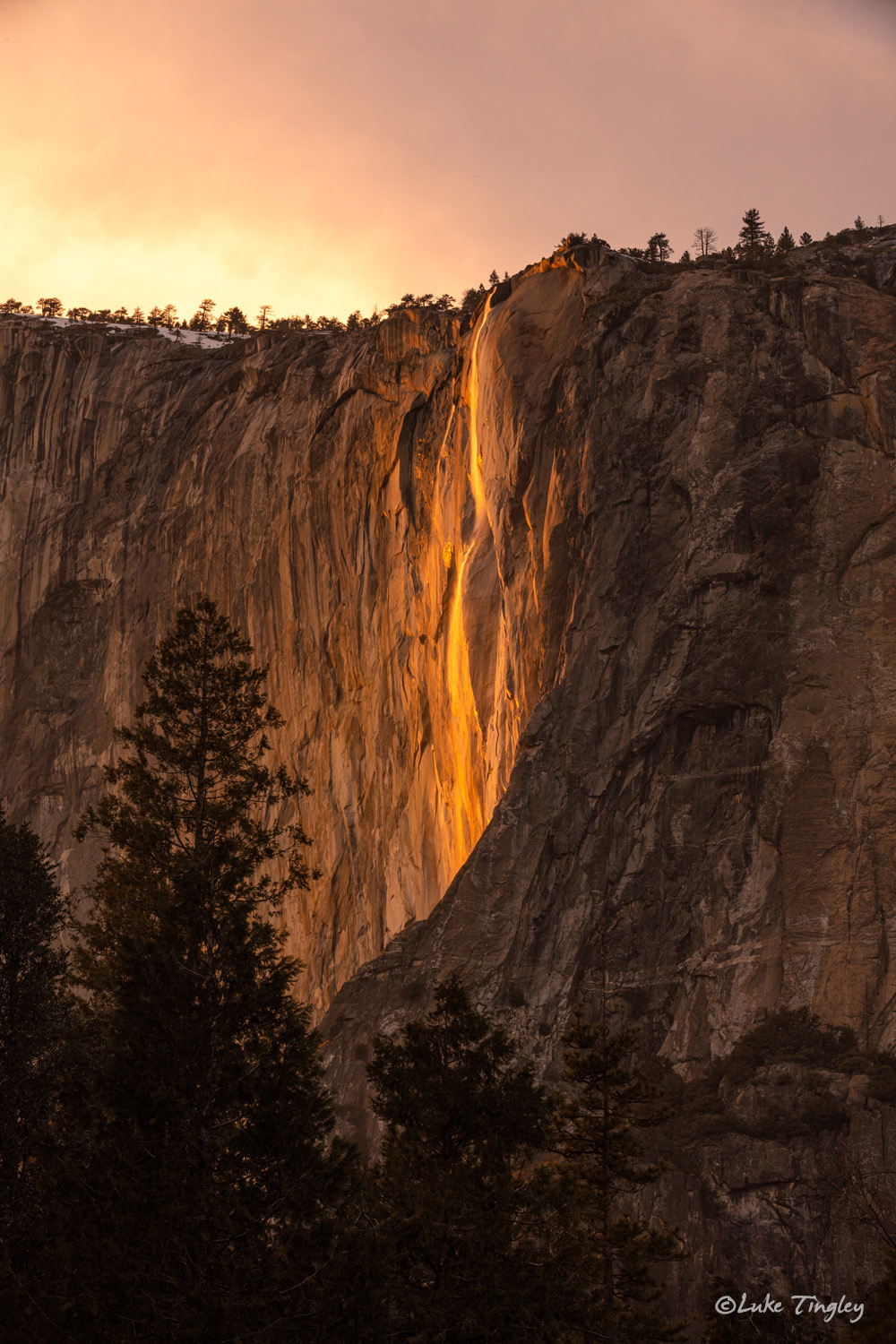 El Cap, El Capitan, Firefalls, Winter, Yosemite, Yosemite National Park, Sunset