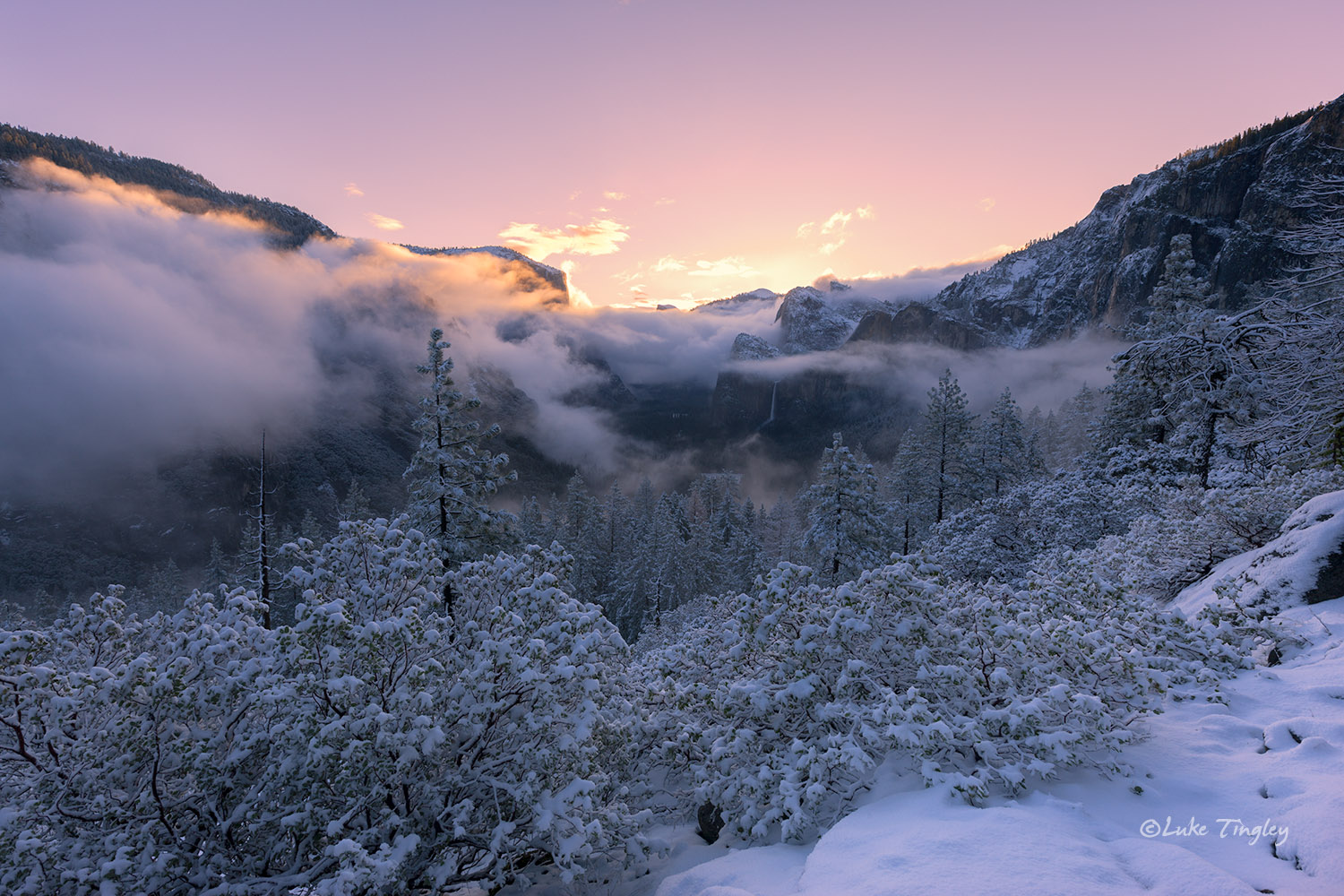 Yosemite National Park, Yosemite, California, CA, Snow, Sunrise