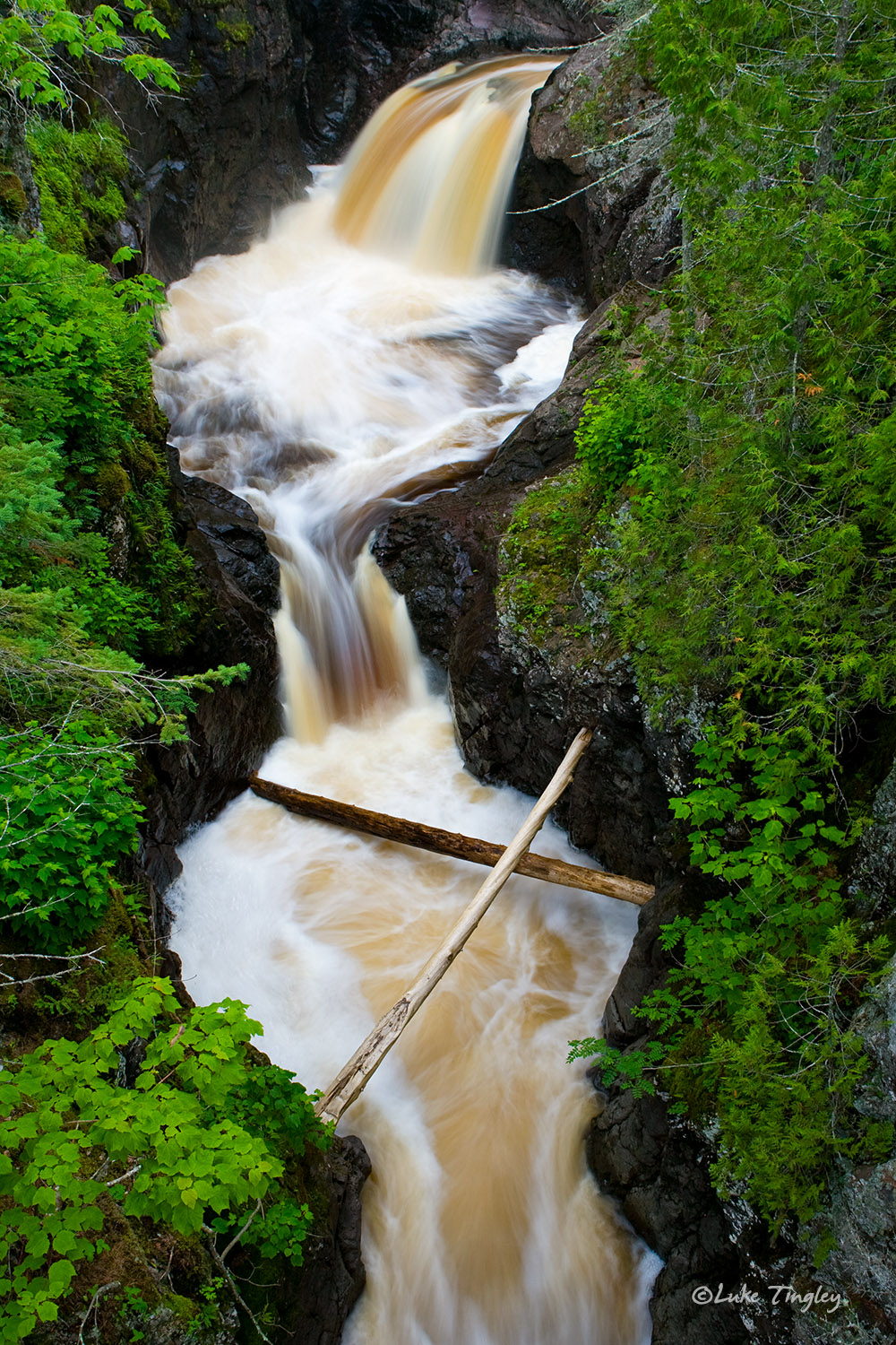 Cascade Falls State Park, Lutsen, Minnesota, waterfalls, logs, green, iron ore, northern, north shore drive, superior, united...