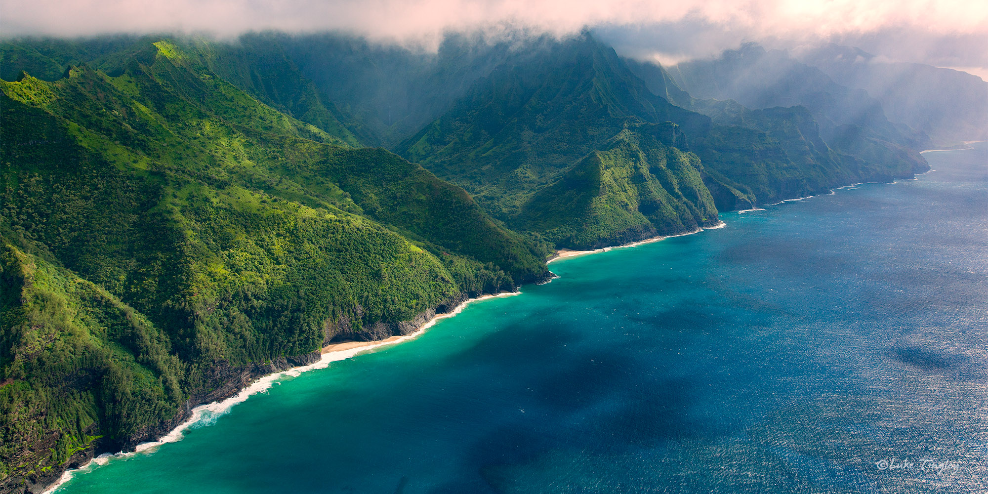 Shine Down Great view of the Napali coast, taken from a doors off helicopter ride.