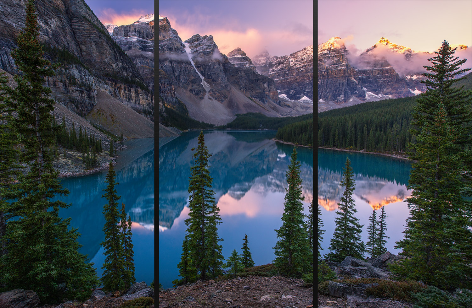Valley of the Ten Peaks - Triptych There's a reason Moraine Lake is an icon. The view never gets old.